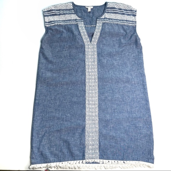 Soft Joie Natali Chambray Embroidered Shift Dress / Swim Cover Beach Cover Up - Picture 8 of 9